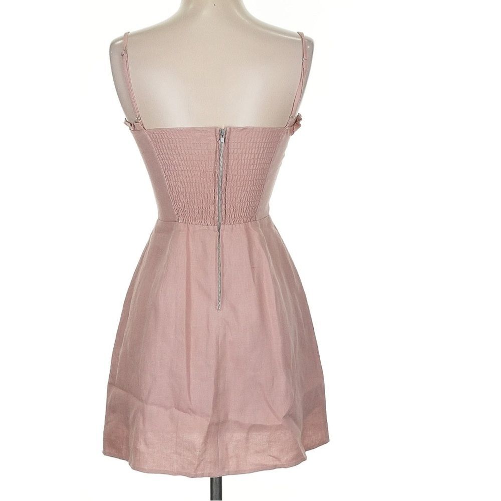 Reformation Ava Ruffled Linen Mini Dress Soft Girl Balletcore Pink Size 2 - Picture 4 of 11